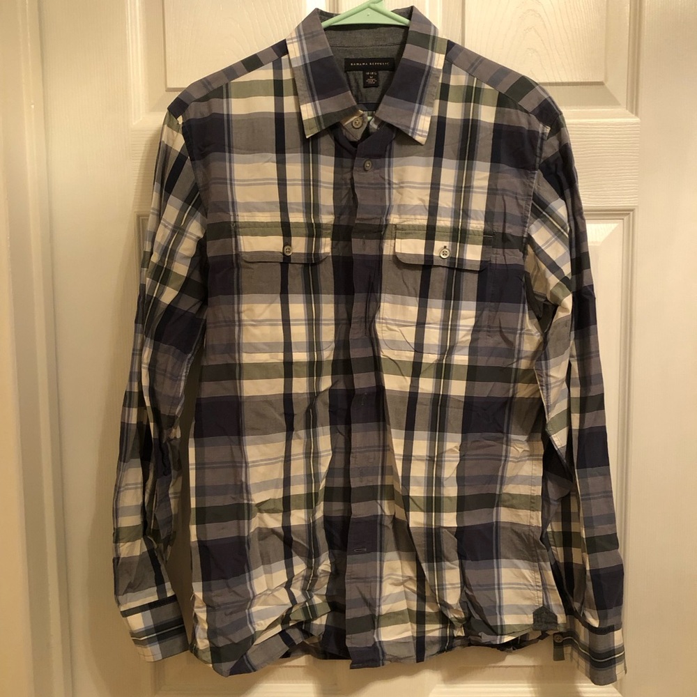 Banana Republic Classic Fit Casual Dress checked Button Up Shirt - sz M